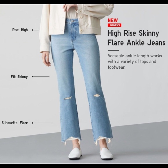 NWT Uniqlo high rise skinny flare ankle jeans - Picture 2 of 4
